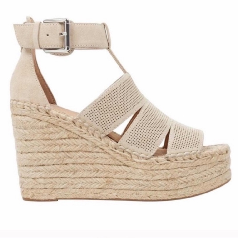 Marc Fisher Beige Espadrille Wedge Sandals